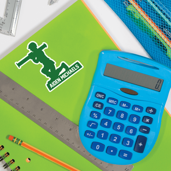 Bazooka Soldier Die Cut Name Labels On School Supplies