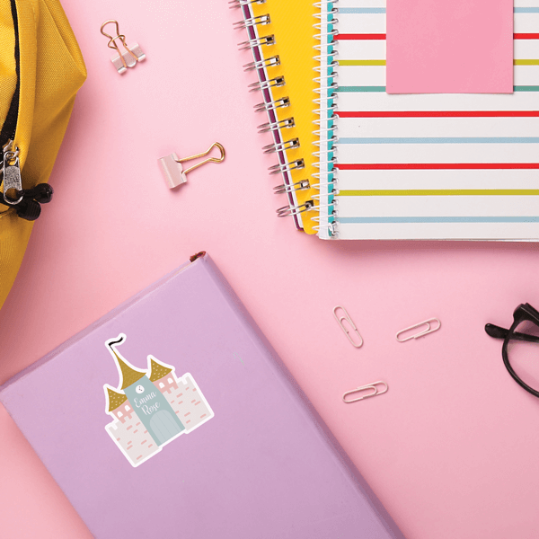 Once Upon A Castle Die Cut Name Labels on School Supplies