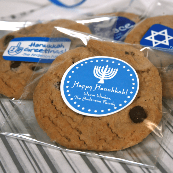 Small Hanukkah Combo Gift Labels Design Number One On Cookie Wrappers