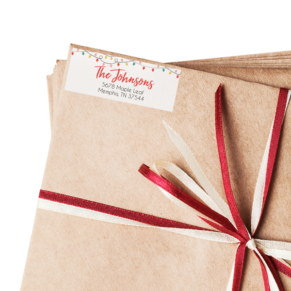 Retro Christmas Lights Return Address Labels