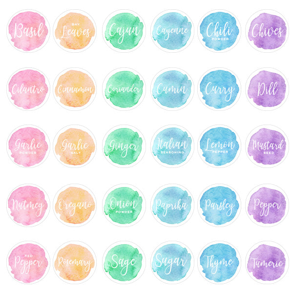 Watercolor Spice Labels