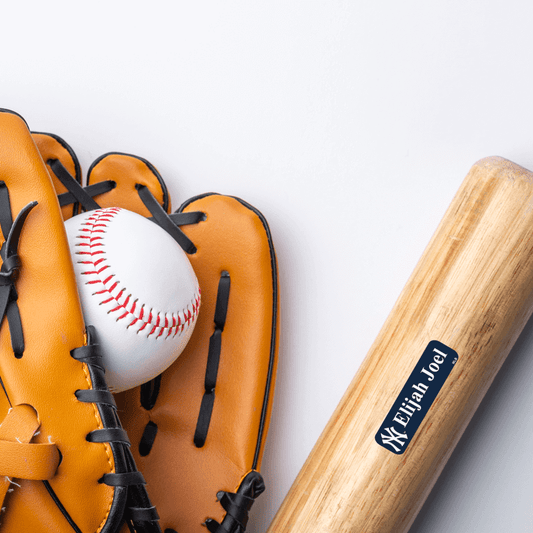 Large all purpose label on baseball bat.