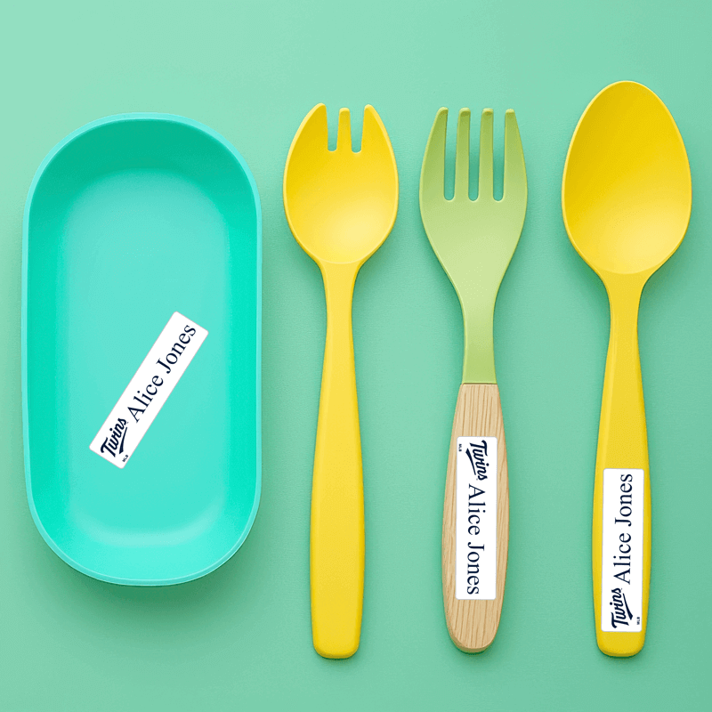 Small all purpose labels on utensils.