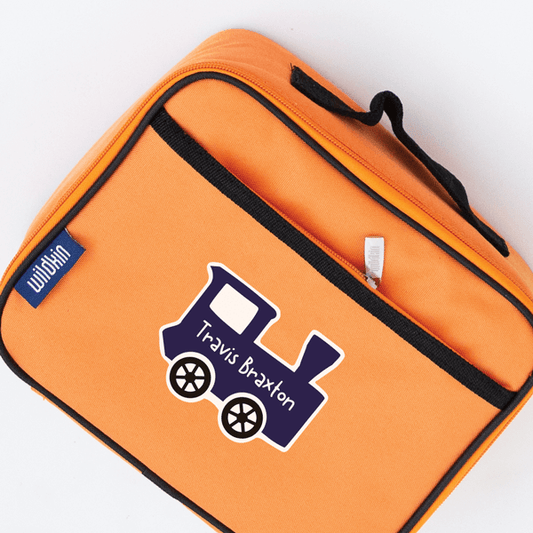 Kiddie Train Die Cut Name Label on Lunch Bag