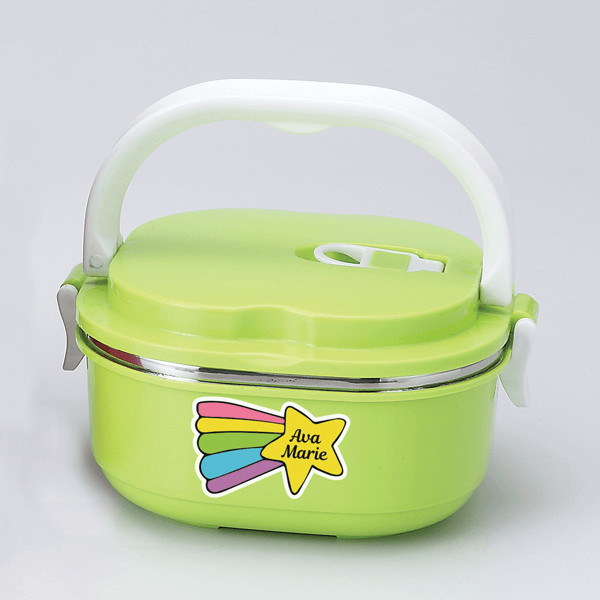 Shooting Star Die Cut Name Label on Lunch Pail