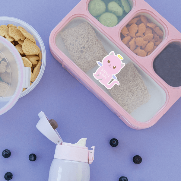 Angelic Kitty Die Cut Name Labels On A Bento Box