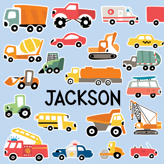 Cars N' Trucks Water Bottle Labels