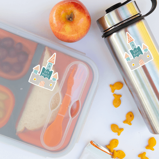 Storybook Castle Die Cut Name Label on Lunch Supplies