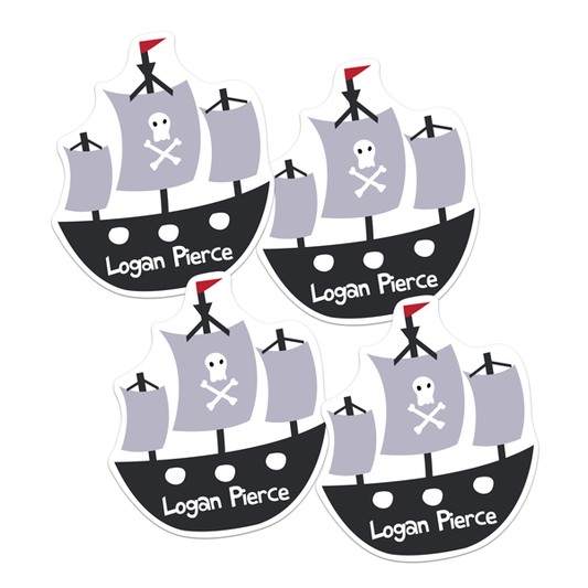 Pirate Ship Die Cut Name Labels