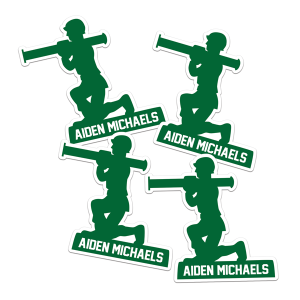 Toy Solider Holding A Bazooka Die Cut Name Labels