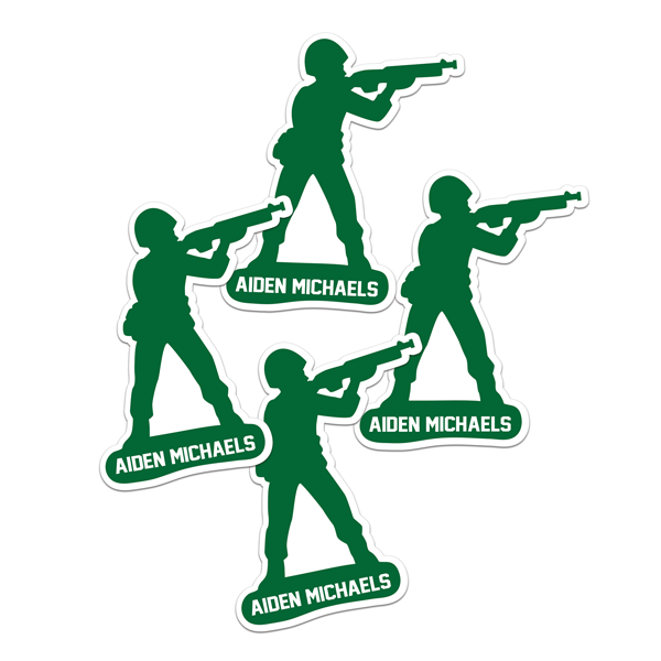 Four Toy Soldier Die Cut Name Labels