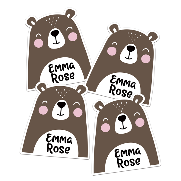 Happy Bear Die Cut Name Labels