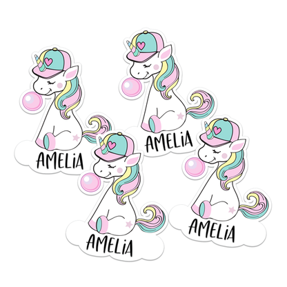 Bubblegum Unicorn Die Cut Name Labels