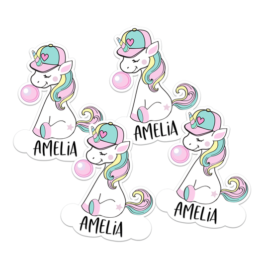 Bubblegum Unicorn Die Cut Name Labels