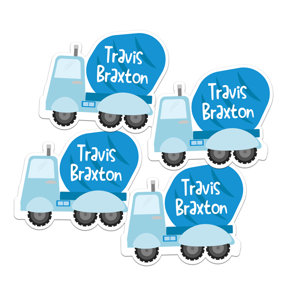 Cement Truck Die Cut Name Labels