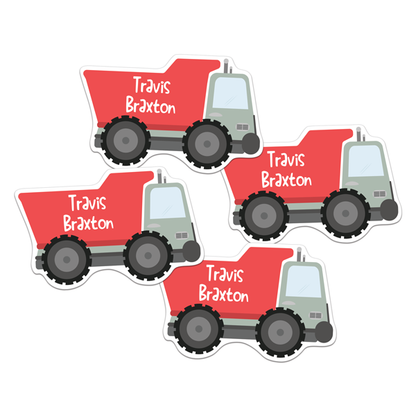 Four Die Cut Dump Truck Name Labels