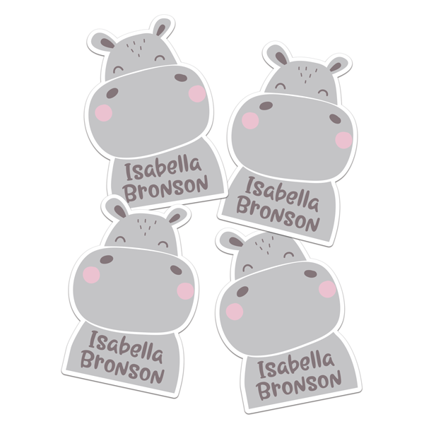 Happy Hippo Die Cut Name Labels