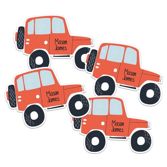 Road Trip Die Cut Name Labels