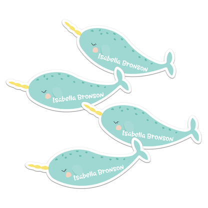 Narwhal Die Cut Name Labels
