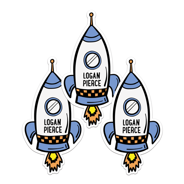 Rocket Die Cut Name Labels