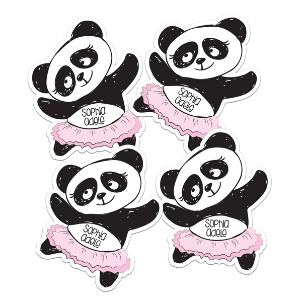 Panda Ballerina Die Cut Name Labels