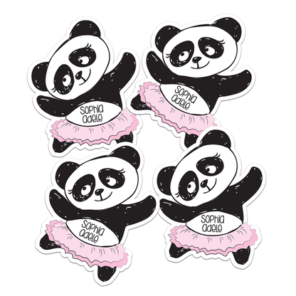 Panda Ballerina Die Cut Name Labels