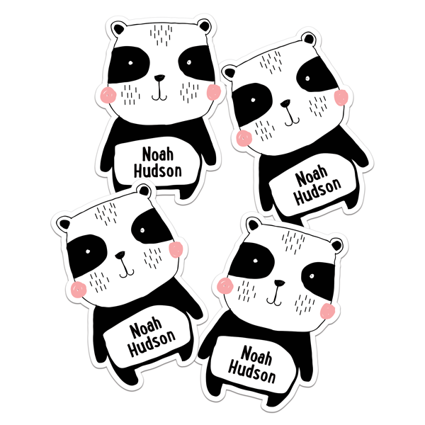 Cheerful Panda Die Cut Name Labels
