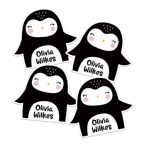 Adorable Penguin Die Cut Name Labels