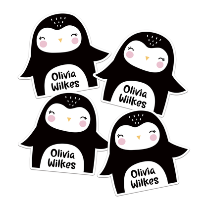 Adorable Penguin Die Cut Name Labels