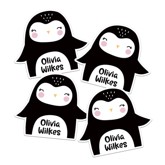 Adorable Penguin Die Cut Name Labels
