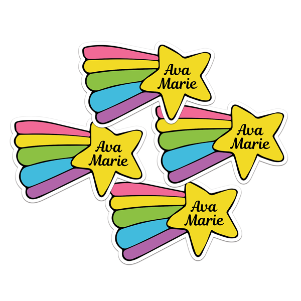 Shooting Star Die Cut Name Labels
