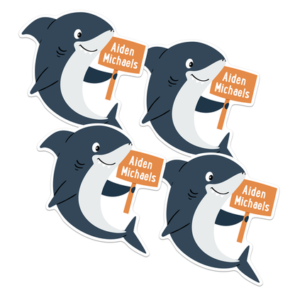Shark Die Cut Name Labels