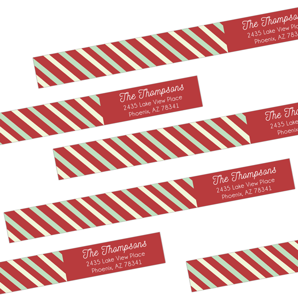 Candy Cane Wrap Around Address Labels