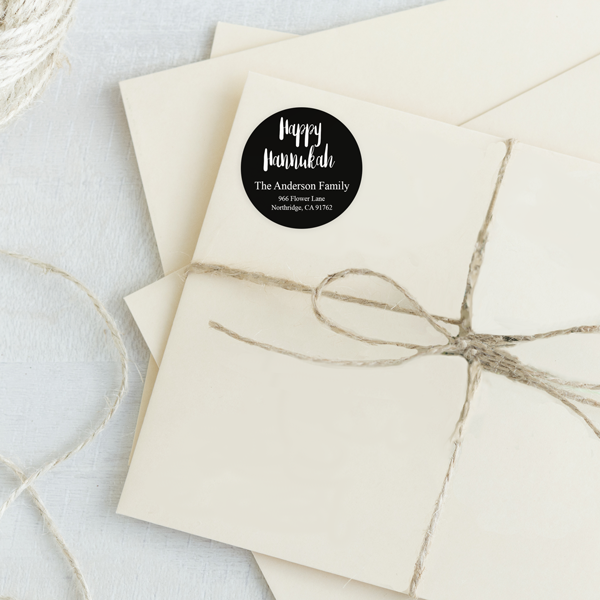 Black & White Hanukkah Return Address Labels