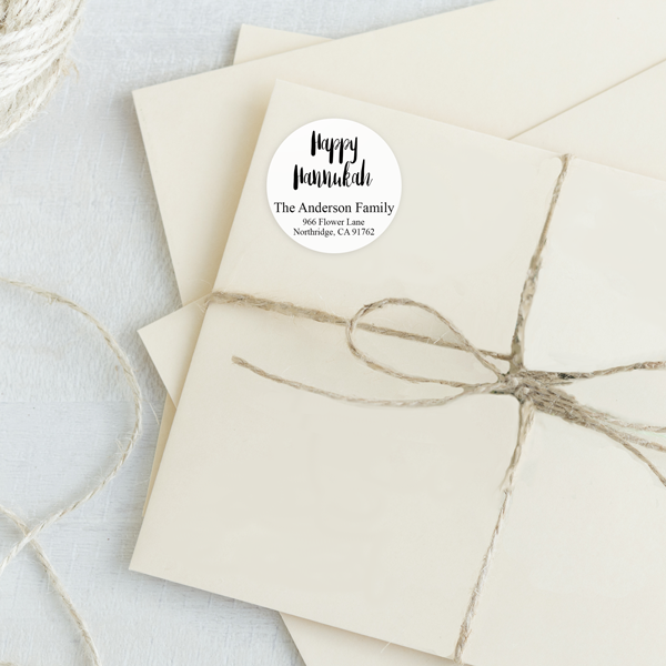 Black & White Hanukkah Return Address Labels