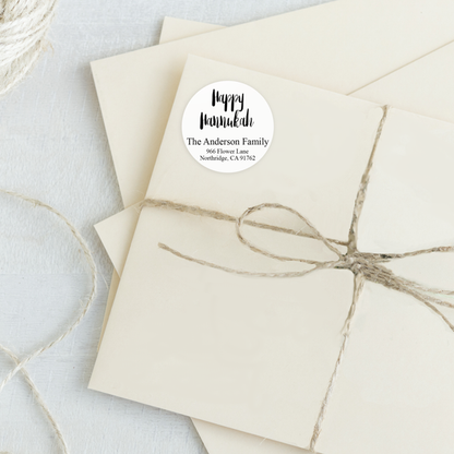 Black & White Hanukkah Return Address Labels