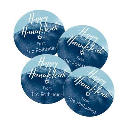 Watercolor Hanukkah Gift Labels