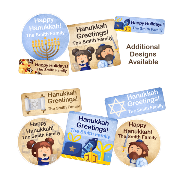 Large Hanukkah Combo Gift Labels Design Number 5