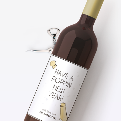 Poppin New Year Wine Labels