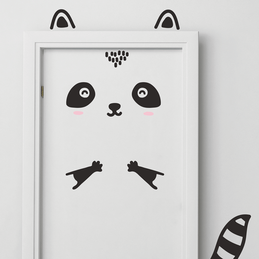 Happy Raccoon Door Decal