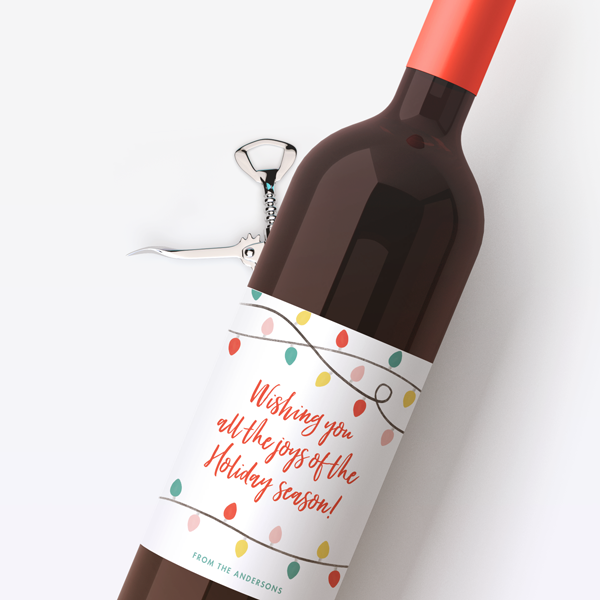 Retro Christmas Lights Wine Labels