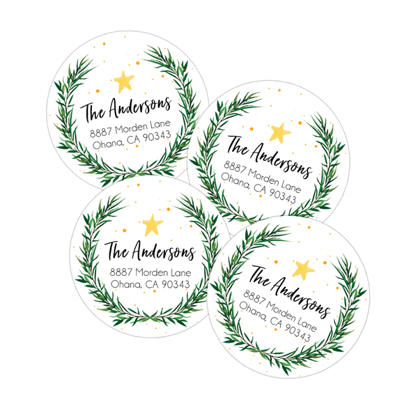 Holiday Wreath Return Address Labels