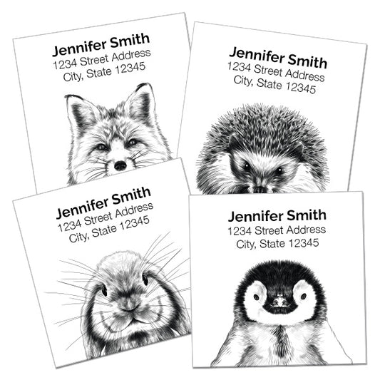 Black and White Animal Return Address Labels