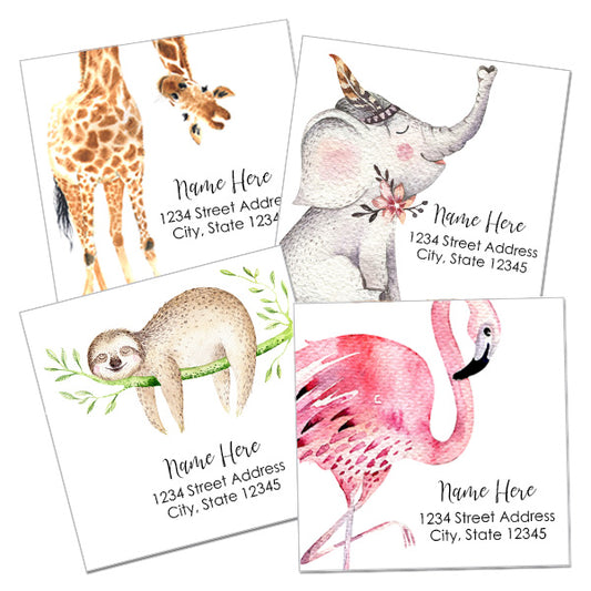 Watercolor Animal Return Address Labels