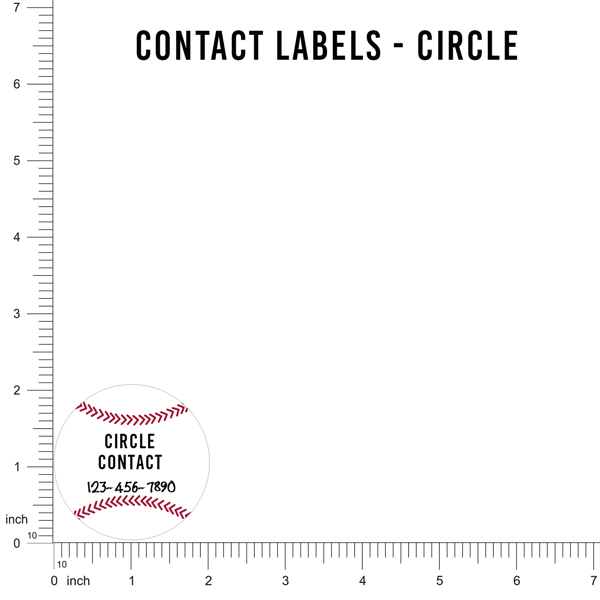 Baseball Round Contact Labels