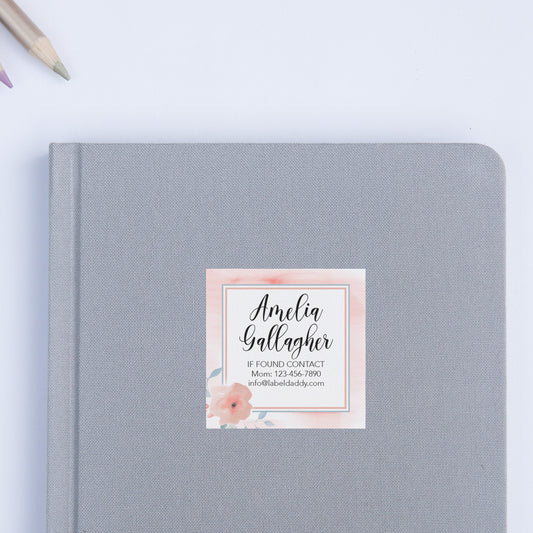 Floral Square Contact Labels