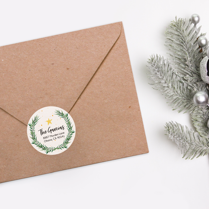 Holiday Wreath Return Address Labels