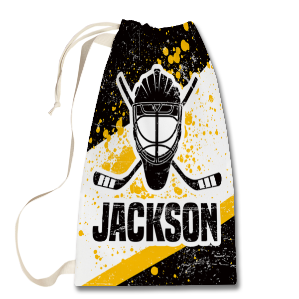Hockey Life Laundry Bag in Black & Yellow Front View