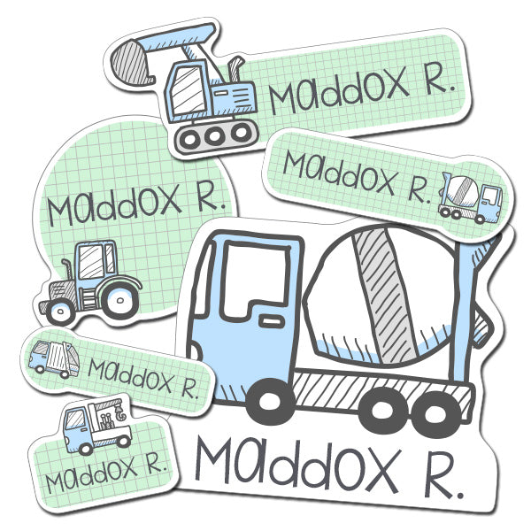 Construction Kiddie Label Pack