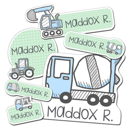 Construction Kiddie Label Pack